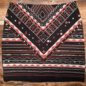 NWT Romeo& Juliet Couture Beaded Tribal Mini Skirt